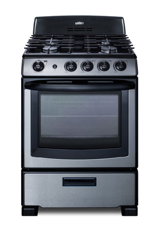 Summit 24" Gas Range by Summit Appliance – 2.9 cubic_feet, Alloy Steel, Stainless Steel, Model PRO247SS