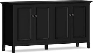 SIMPLIHOME Amherst 66" Wide Solid Wood Sideboard Cabinet in Black