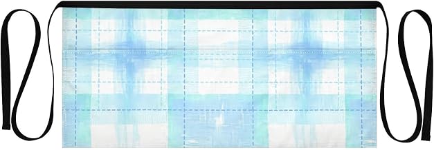 Blue Plaid Waist Apron with 3 Pockets Waiter Server Short Aprons 25.2x11.8 Inch Stain Resistant Apron for Kitchen Garden Restaurant 1 Pack