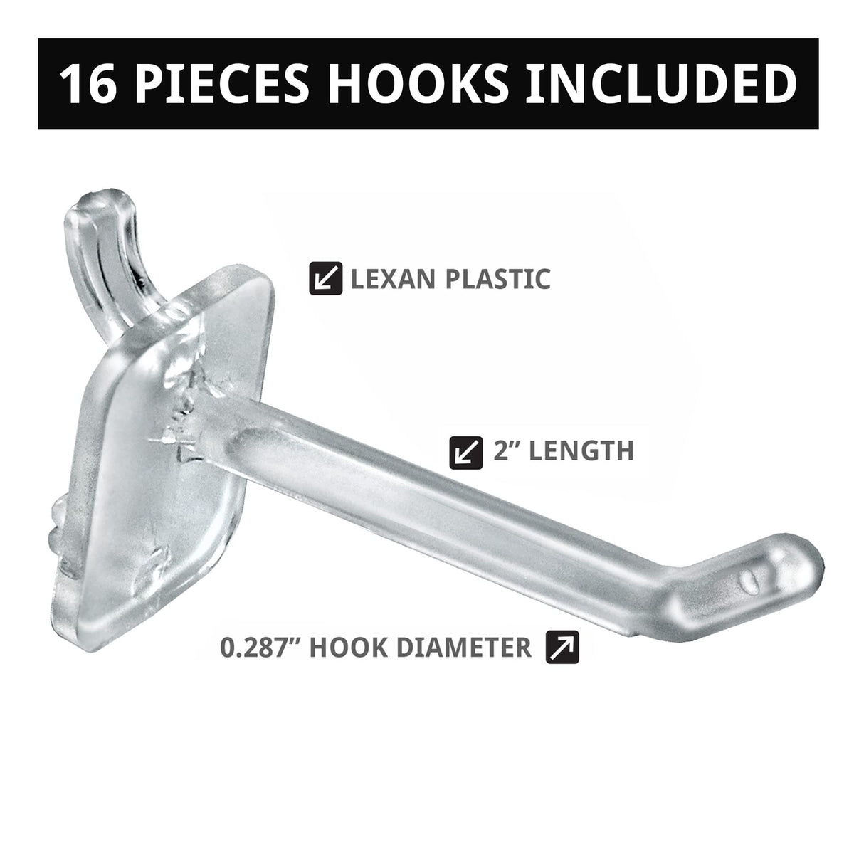 Azar Displays 13"H x 9"D x 4"W / Clear / Pegboard + Hooks Pegboard Hooks