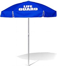 Kemp USA Heavy Duty Vinyl Lifeguard Umbrella - Great for Patio, Beach & Pool Umbrella with 45° Tilt Mechanism - Portable for Lifeguard Chair - with LIFE GUARD Logo