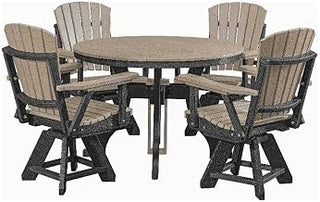 American Furniture Classics Model DR130WWBK-K Five Piece Round Dining Height Dining Set in Weatherwood with a Black Base, Made in The USA