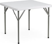 Flash Furniture Elon Square Plastic Folding Table, Portable Dining Card Table for 4 People, Indoor-Outdoor Use, 34.25", Granite White | Lightweight, Easy Storage, Commercial Grade