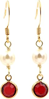 Crystal Channel Drop Dangle Earring - Siam Red Color