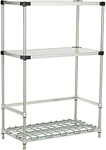 Nexel Poly-Z-Brite 3-Shelf Container/Keg Rack w/ 2-Solid Shelves, 36"W x 18"D x 54"H