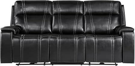 Global Furniture USA U8880 Black Leather Power Reclining Sofa