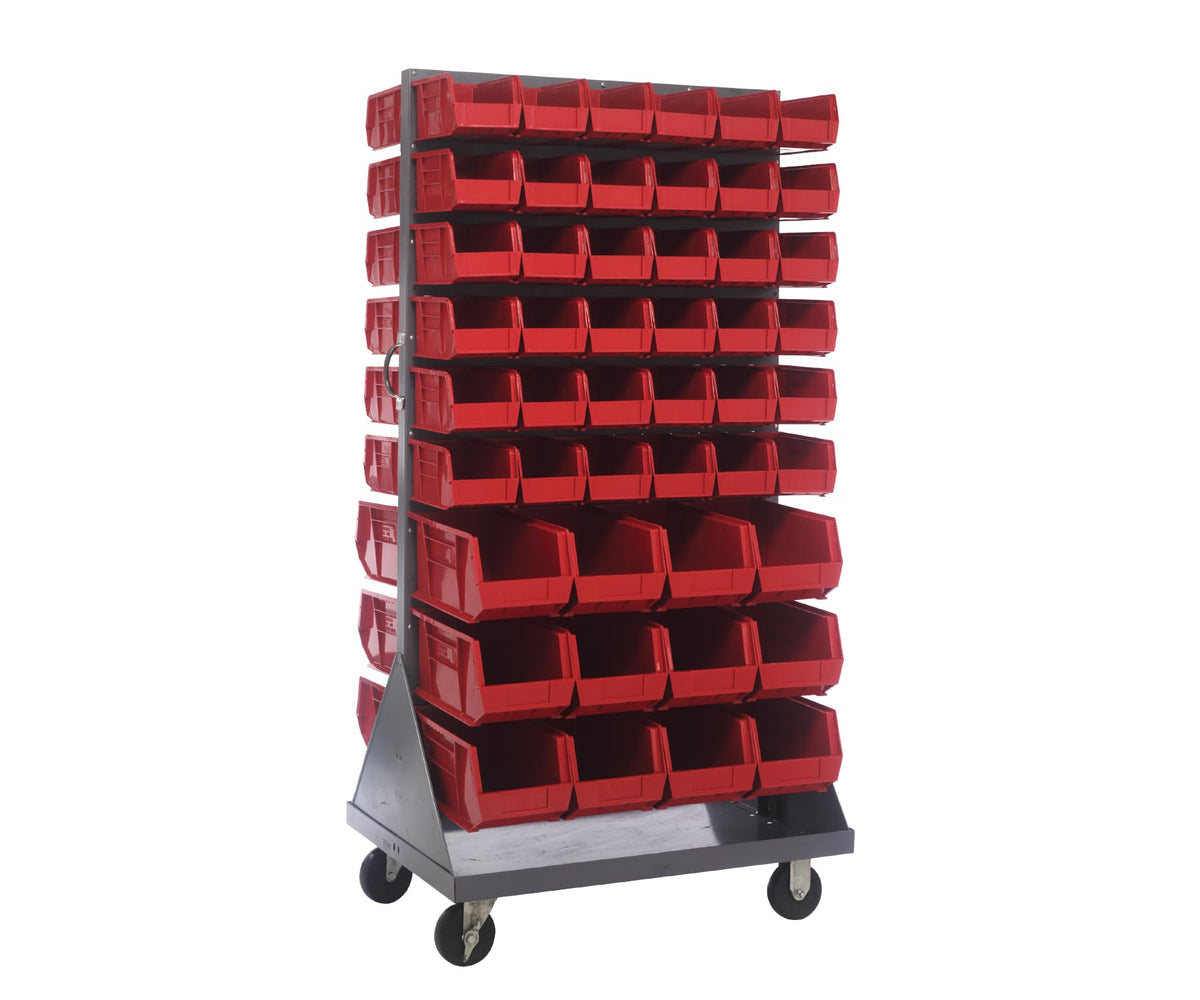 QUANTUM STORAGE SYSTEMS Red / 10-7/8" x 5-1/2" x 5" & 14-3/4" x 8-1/4" x 7" (Bin Size) / 1 Standing Shelf Units