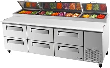 TPR-93SD-D6 93 Commercial Pizza Prep Table 12 Pans w/ 6 Cooler Drawers