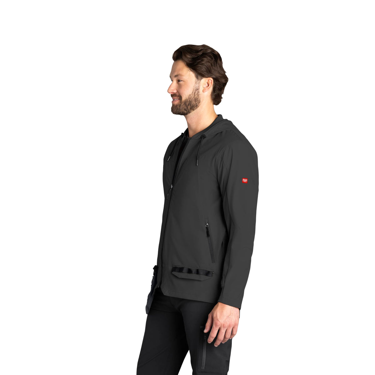 Men’s Performance Hooded Windbreaker Jacket with ToolShift Pocket by Red Kap – Polyester, Obsidian, Model S5WJBD RG M