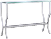 Furnifact Metal Sofa Table with Rectangular Glass Top Console Table for Entryway and Hallway, Chrome
