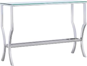 Furnifact Metal Sofa Table with Rectangular Glass Top Console Table for Entryway and Hallway, Chrome