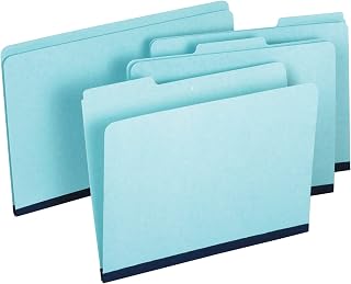 Pendaflex Pressboard Expansion File Folders Without Fasteners, 1" Expansion, Letter Size, 60% Recycled, Light Blue, Pack of 25 Folders