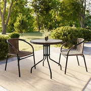 Flash Furniture Clear/Dark Brown / Table + 2 Chair / Contemporary Bistro Sets