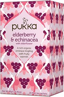 Pukka Herbal Teas Tea - Organic - Elderberry and Echinacea - 20 Bags - Case of 6