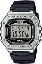 Casio W-218HM Series | Men's Digital Watch | (Black/Silver) | LED Illuminator | 7-Year Battery | Alarm | Chronograph | Auto Calendar | Digital Watch
