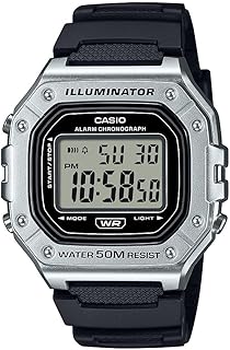 Casio W-218HM Series | Men's Digital Watch | (Black/Silver) | LED Illuminator | 7-Year Battery | Alarm | Chronograph | Auto Calendar | Digital Watch