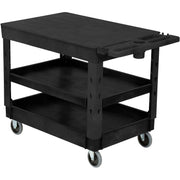 Flat Top Plastic Utility Cart by Global Industrial – Plastic, Black, Model 800349