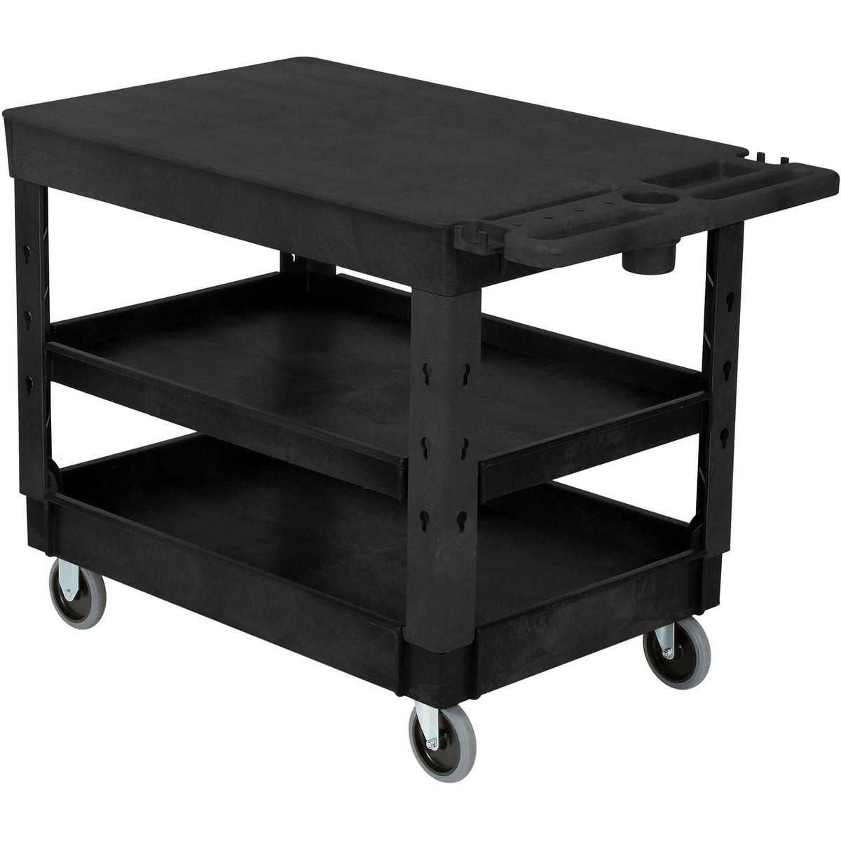 Flat Top Plastic Utility Cart by Global Industrial – Plastic, Black, Model 800349