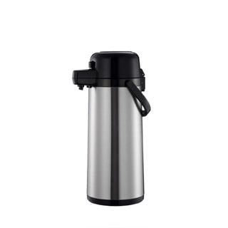 Airpot 2.5 Liter (84 Oz.) 8-1/4" X 6-1/2" X 15-1/3"H by Thunder Group – 84.5 Ounces, 2.5 liters, Stainless Steel, Silver/Black, Model ASPS325