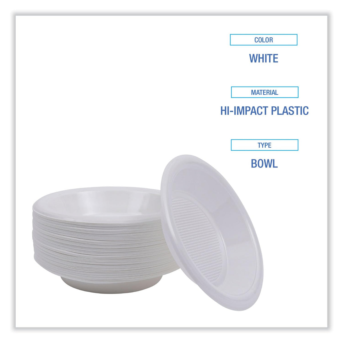 Hi-Impact Plastic Dinnerware by Boardwalk – 12 oz, 12.0 ounces, Plastic, White