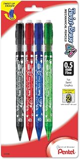 Pentel Twist-Erase Up, 0.5mm, Fine Line, Assorted Barrel Colors, 4 Pack (QE105BP4M)
