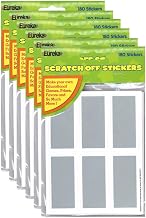 Eureka Rectangles Scratch Off Stickers, Silver, 180/Pack, 6 Packs (EU-627003-6)
