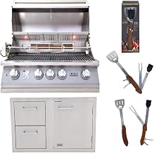 32-Inch Propane Grill L75000 and Door and Drawer Combo with Towel Rack with 5 in 1 BBQ Tool Set Package Deal by Lion Premium Grills – Stainless Steel, Model 008966903786