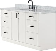 67 Inch Single Sink White Bathroom Vanity with Natural Stone Top by ARIEL