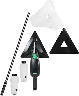 UNGER Commercial - Indoor Window & Surface Cleaning Kit - 5 ft Stingray Refillable System with Extension Pole, Triangle Cleaning Pads and 2 Refill Bottles - SRKB2