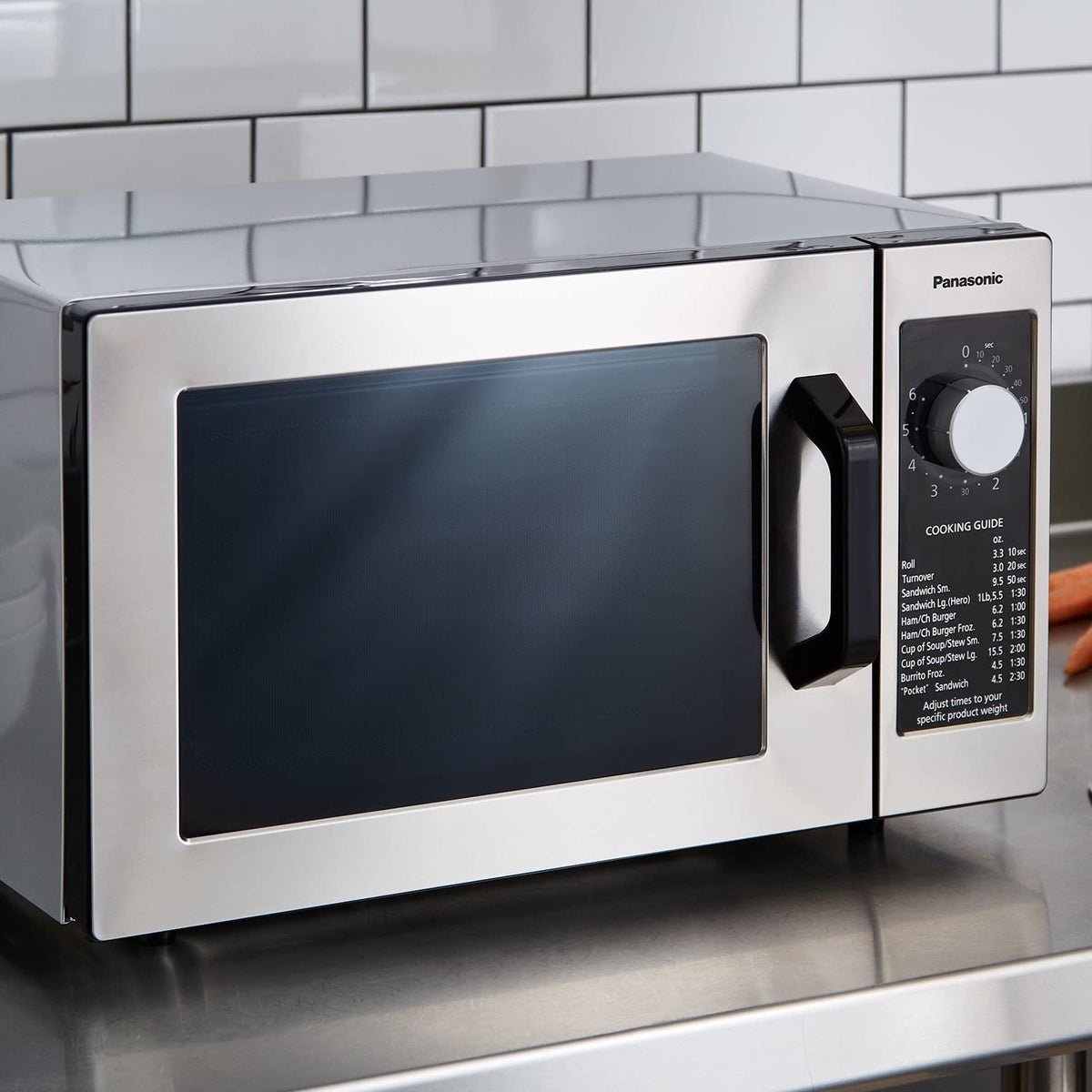 Compact Light-Duty Commercial Microwave Countertop Oven with 6-Minute Electronic Dial Control Timer by Panasonic – 1000 Watt - Dial, 0.8 cubic_feet, Stainless Steel, Model NE-1025F