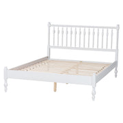 Callison Spindle Platform Bed Turned Bed Frame White Full by Baxton Studio – Full Size, Rubberwood, White, Model 1.93271E+11