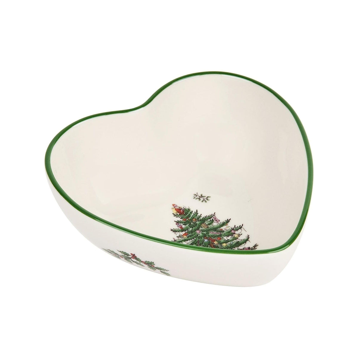 Spode Christmas Tree Earthenware Dip Bowl, Heart Shape, Multicolor