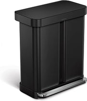 simplehuman 58L Liner Rim Rectangular Recycler, 24L+ 34L, Matte Black