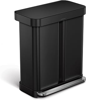 simplehuman 58L Liner Rim Rectangular Recycler, 24L+ 34L, Matte Black