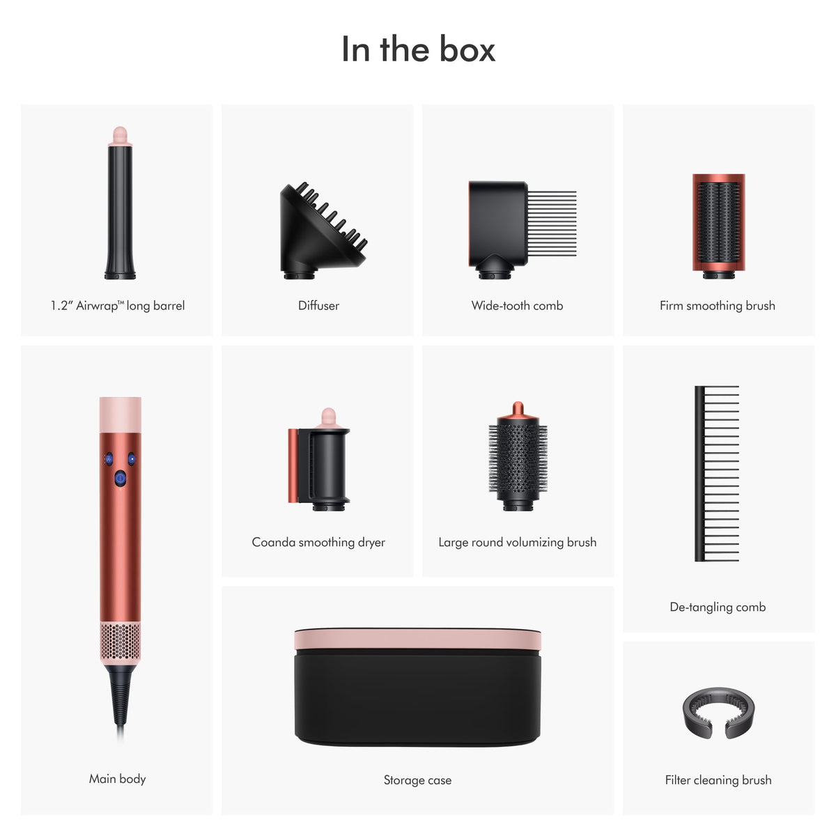 Special Edition Airwrap™ Complete Long Diffuse Multi-Styler in Strawberry Bronze and Blush Pink by Dyson – 10 Piece Set, Aluminum^Ceramic^Polycarbonate, Model 581838-01