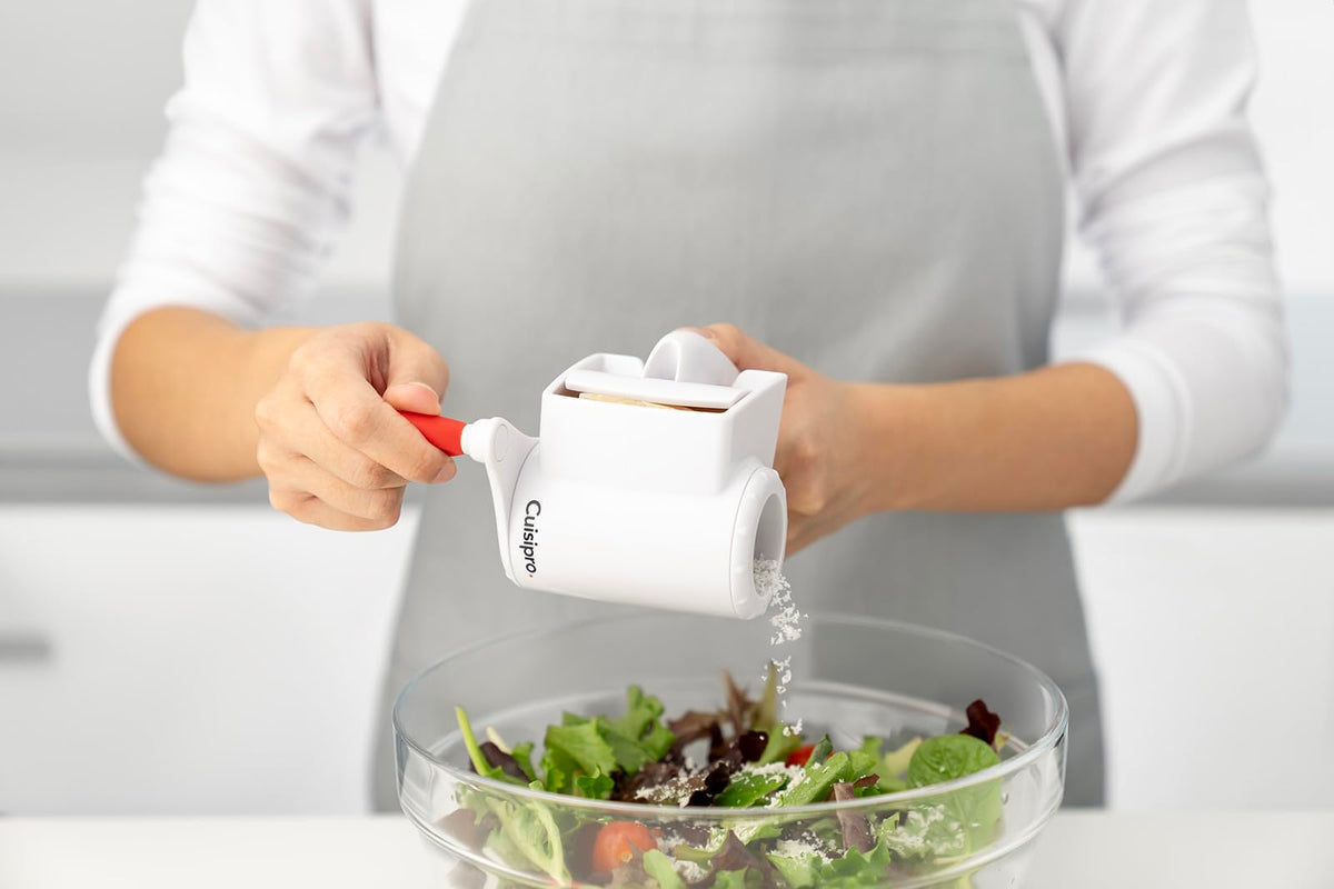 SGT Rotary Dual Grater by Cuisipro – Medium, Stainless Steel, White, Model 1612