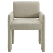 Fabric-Upholstered Dining Chair with Arms and Thick Cushion by Furnifact – Polyester, Linen Brown