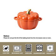 FYUEROPA Pumpkin Ramekin Set, Ceramic with Lid and Handle, 14 Oz, Orange