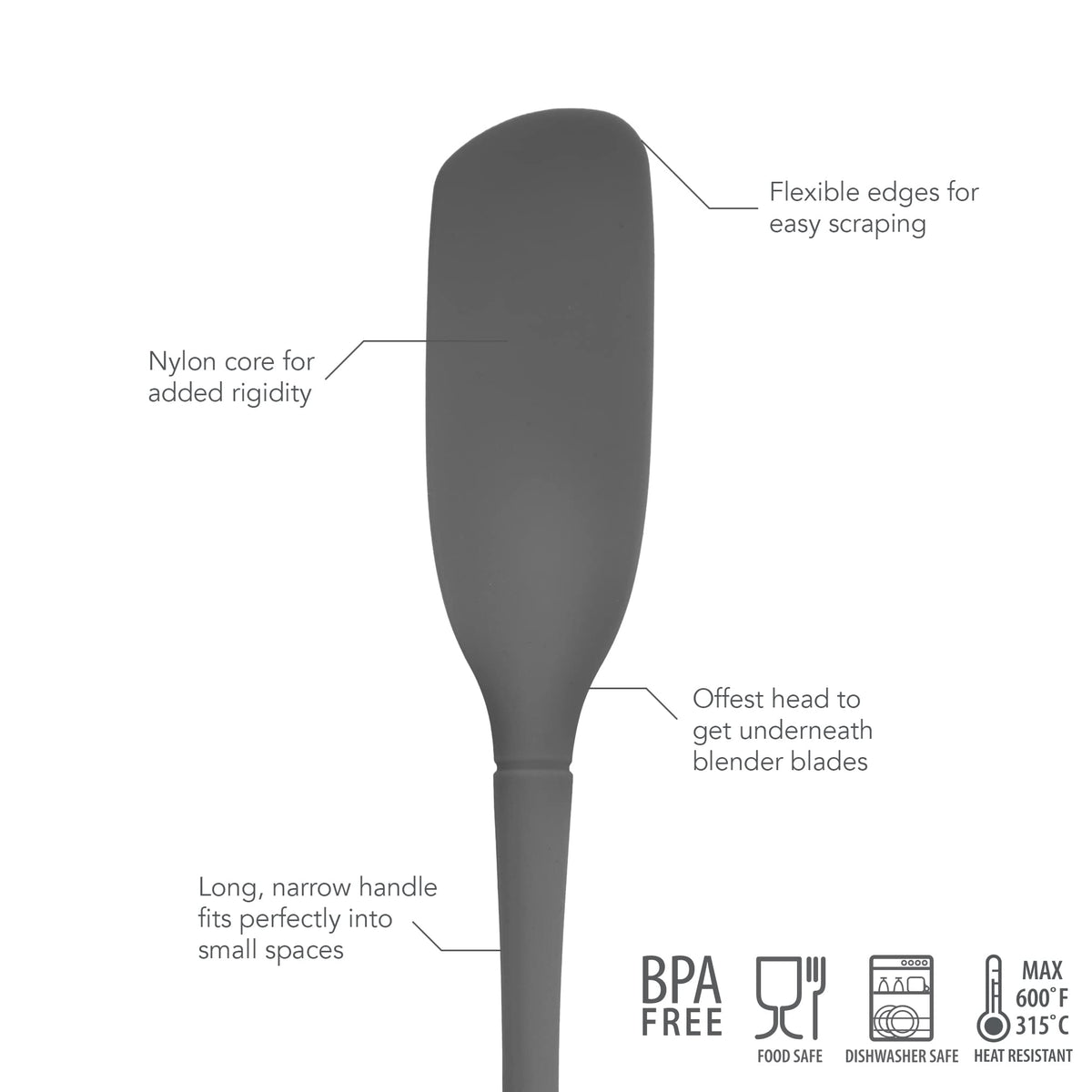 Spatula Blender Flexcore All Silicone Charcoal by Tovolo – 1 EA, Silicone, 1 Count, Model 81-23130