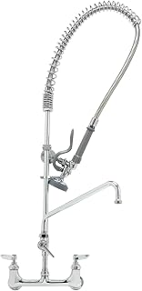 T&S Brass B-0133-ADF10-B Easyinstall Pre-Rinse Spring Action Wall Mount 8-Inch Centers with 10-Inch Add-On Faucet and Wall Bracket