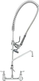 T&S Brass B-0133-ADF06-B Easyinstall Pre-Rinse Spring Action Wall Mount 8-Inch Centers with 6-Inch Add-On Faucet and Wall Bracket