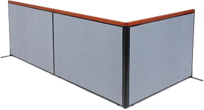 Global Industrial 60-1/4"W x 72" H Freestanding 3-Panel Corner Room Divider, Blue