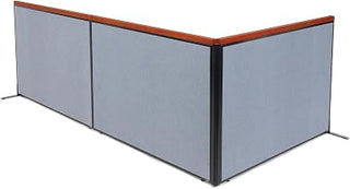 Global Industrial 60-1/4"W x 72" H Freestanding 3-Panel Corner Room Divider, Blue