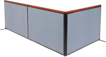 Global Industrial 60-1/4"W x 72" H Freestanding 3-Panel Corner Room Divider, Blue