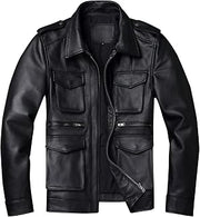Men’s Black Lambskin Biker Motorcycle Leather Jacket Slim Fit Classic Rider