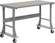 Global Industrial Mobile Fixed Height Workbench, Steel, 72" W x 30" D, Gray
