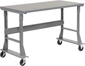 Global Industrial Mobile Fixed Height Workbench, Steel, 72" W x 30" D, Gray