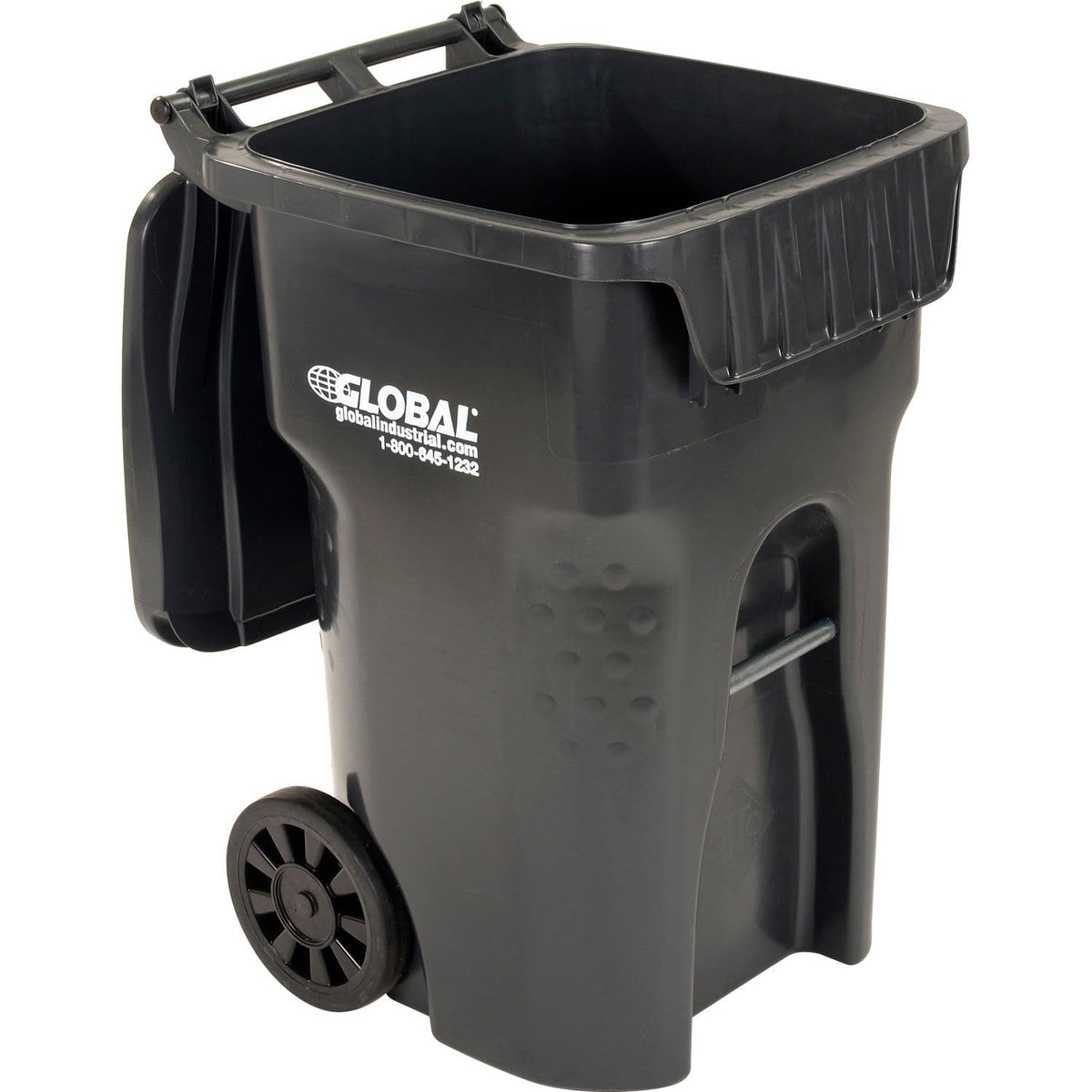 Mobile Heavy Duty Trash Container by OTTO – 26.38 x 25.25 x 42.13 inches, 65.0 gallons, Polyethylene, Gray, Model 237279GY