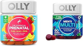 OLLY The Essential Prenatal Gummy Multivitamin, 30 Day Supply (Gummies), Sweet, Folic Acid & Men's Multivitamin Gummy, Overall Health and Immune Support, Vitamins A, C, D, E, B