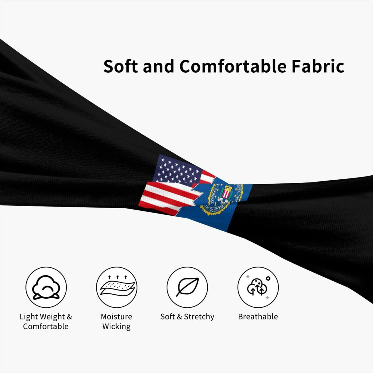 Flag of the Federal Bureau of Investigation and America Headbands for Men Women Non Slip Wicking Sports Sweatband for Fitness Exercise Gym Yoga Hairbands by KJSINIET – Model